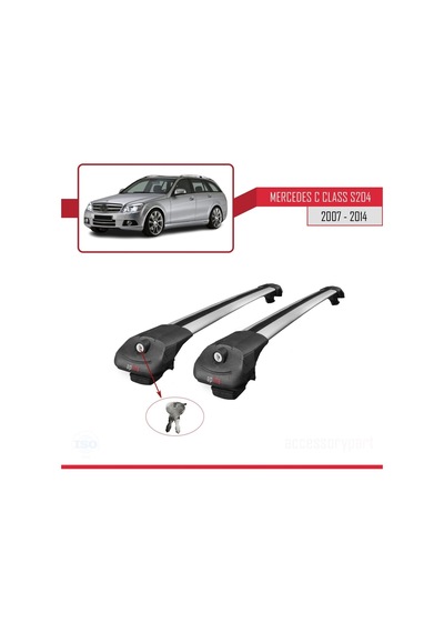 Mercedes C Class S204 2007-2014 Arası İle Uyumlu Ace-1 Ara Atkı Tavan Barı Gri