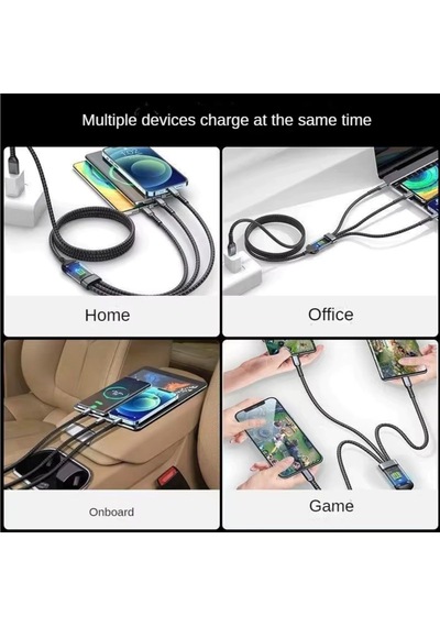 100w Çok Hızlı Kopmaz Spiral 3 Başlıklı Çok Hızlı Şarj Kablosu Telefon Tablet Uyumlu Carplay Diğer