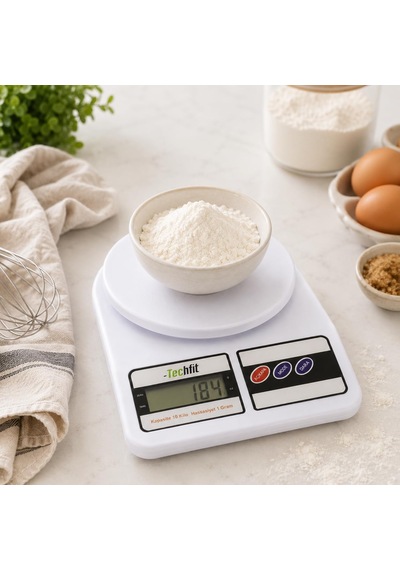 Dijital Mutfak Terazisi, 10 Kg Kapasiteli 1 Gram Hassasiyetli Elektronik Tartı, Lcd Ekranlı, Dara Fonksiyonlu, Beyaz M Diğer