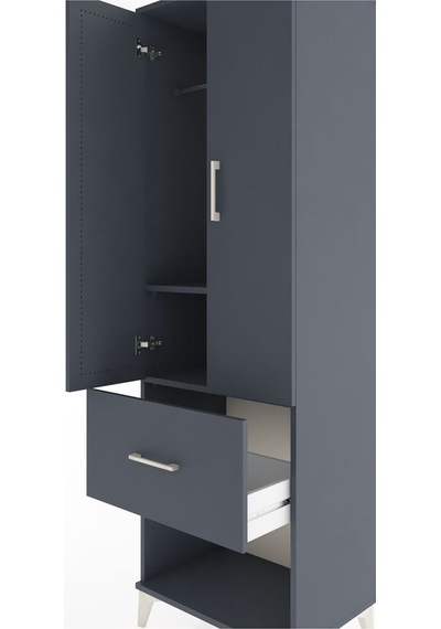 Hyperion Dolap 2 Raflı Tek Çekmeceli Tek Askılı 60x44x195 Ant... Antrasit