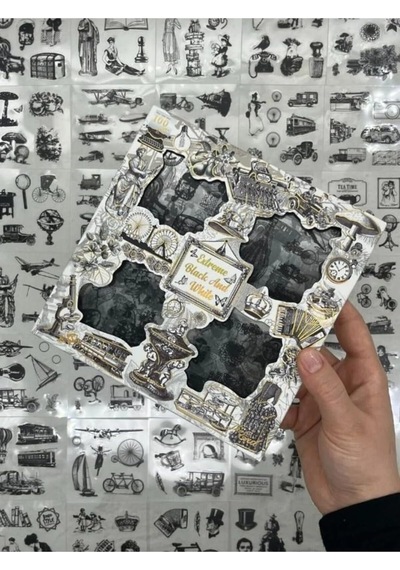 4 Bölmeli 100 Yaprak 573 Adet Özel Tasarım Siyah-beyaz Renk Nostaljik Sticker Set/etiket/çıkartma 1