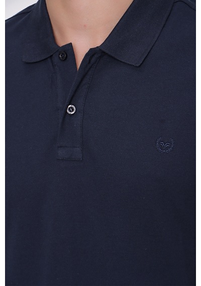 Lacivert Basic Düz %100 Pamuk Slim Fit Dar Kesim Kısa Kollu Polo Yaka Tişört 99yc018011200 Lacivert