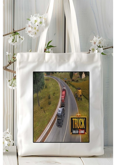 Art Hediye Truck Smilator Mobil Oyun Baskılı Omuz Çanta Çift Tafaflı Baskı Kişiye Özel 6 Çok Renkli