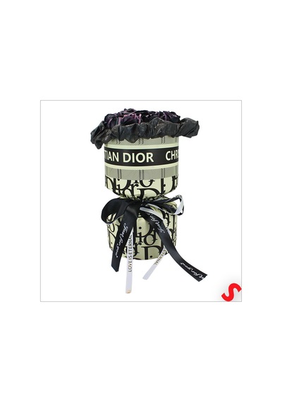 Pvc Kutulu Özel Siyah Lüks Yapay Gül Buketi - 30cm X 15cm