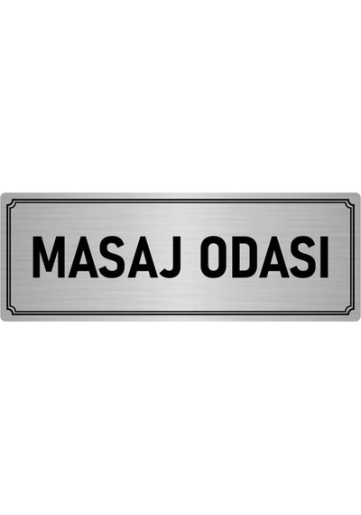 Metal Yönlendirme Levhası, Departman Kapı İsimliği Masaj Odası 10x20 cm Gümüş Renk