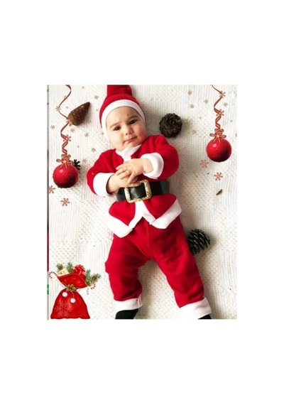 Bebek Ve Çocuk Yeni Yıl Noel Baba Kostüm Yılbaşı Kostüm Kırmızı