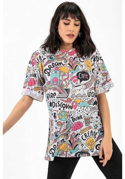 Dijital Baskılı T-Shirt Beyaz