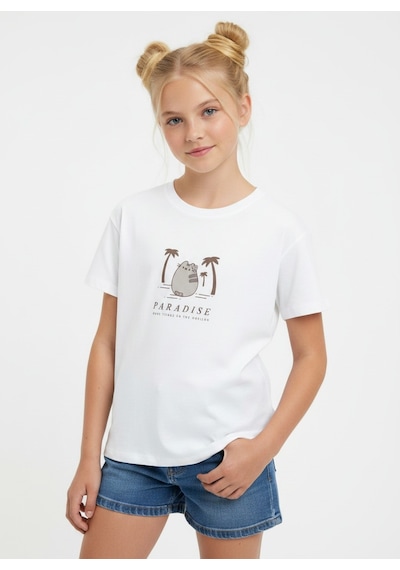Sea Bubbles Kedi Pusheen Kız Çocuk Tişört St10384 Beyaz
