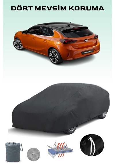 Siyah, Opel Corsa-e 2019 - 2021, Araba Brandası, Oto Örtüsü, Araba Çadırı Siyah