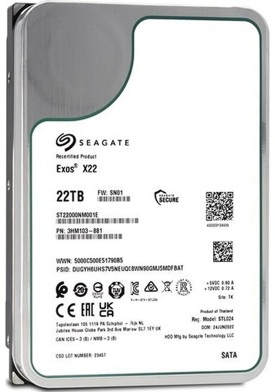 Seagate 22tb Exos X22 St22000nm001e 512mb 7200rpm Sata-3 Nas Ve Güvenlik Diski