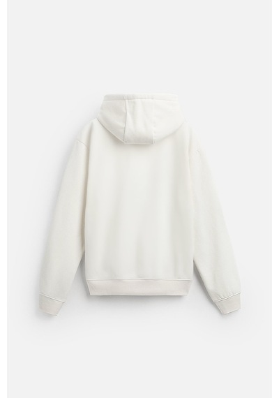 Kanguru Cepli Oversize Kalıp Unisex Düz Hoodie Ekru
