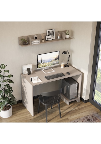 Mode Raflı Çalışma Masası , Çalışma Ofis Masası , Bilgisayar Masası Kumtaşı