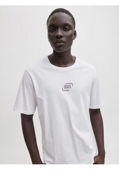 Jack & Jones Bisiklet Yaka Logo Baskili Tisört - Corp - 12268415 - 1 Beyaz