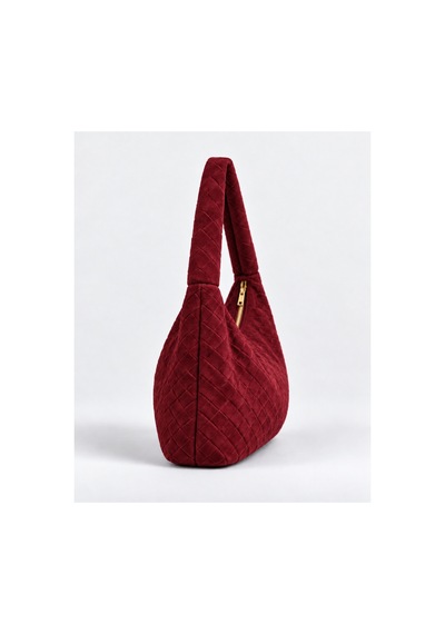 Nura Collection Bordo Kadın Hakiki Süet Örgü Dokulu Shopper Omuz Çantası Bordo - 936381748 Bordo
