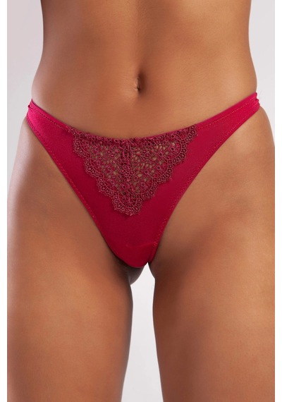 Golshan Garland A Plus Bordo Dantel Detaylı Mini String Tanga Bordo