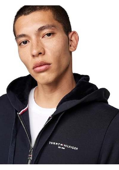 Tommy Hilfiger Fermuarlı Kapşonlu Sweatshirt Siyah
