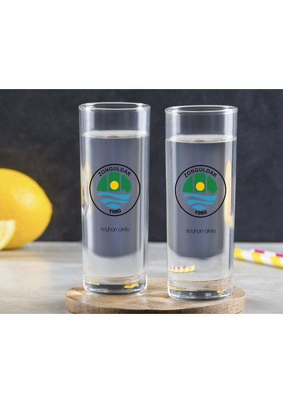 Kişiye Özel Renkli Baskılı Zonguldak Tasarımlı Turistik İkili Vodka Bardağı-1 Sarı