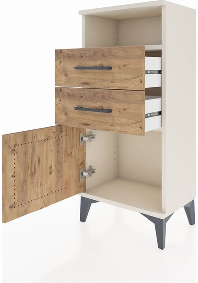Arges Komodin Tek Raflı 2 Çekmeceli Tek Kapaklı 44x30x96 Aytaşı-çam Aytası