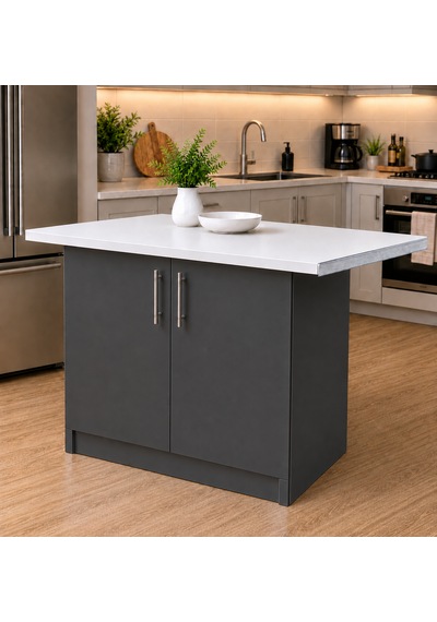 Tork Mutfak 2 Kapaklı Mutfak Adası-alt Modül 130 Cm - Çok Amaçlı Dolap -beyaz Laminat Tezgah Dahil Antrasit Tork Mutfak 2 Kapaklı Mutfak Adası-alt Modül 130 Cm - Çok Amaçlı Dolap -beyaz Laminat Tezgah Dahil Antrasit