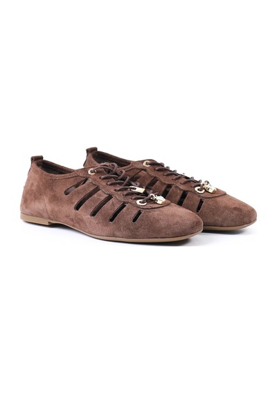 Tuna Hakiki Deri Kahverengi Süet Kadın Sneaker - Rgn3196 Kahverengi