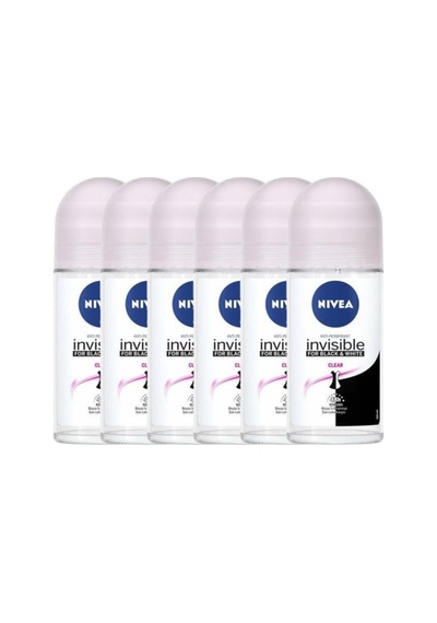 Nivea Invisible Black&White Clear Kadın Roll-On Deodorant 50 ML x 6