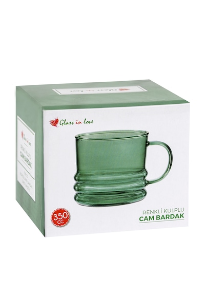 Glass In Love Renkli Kulplu Cam Bardak - Bombeli / Yeşil