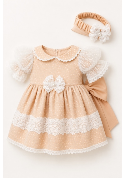 Babyhola Dantel Detay Özel Tasarım Kız Bebek Çocuk Abiye Elbise Saç Bandı Mevlüt Doğum Günü Set 7029 Bej Babyhola Dantel Detay Özel Tasarım Kız Bebek Çocuk Abiye Elbise Saç Bandı Mevlüt Doğum Günü Set 7029 Bej