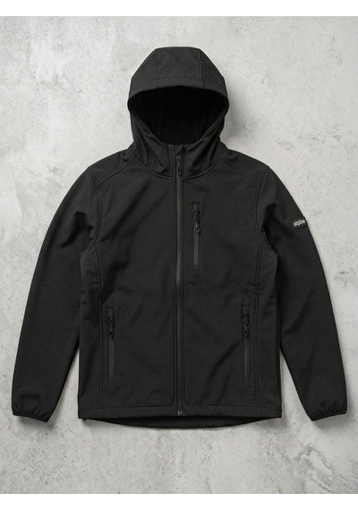 Alpine Frstedt Outdoor Kapşonlu Shoftshell Ünisex Jacket Koyu Siyah