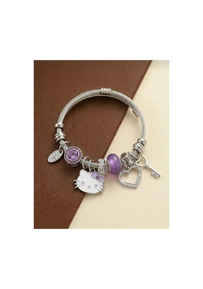 Lunarie Hello Kitty Figürlü Dolu Charm Kelepçe Bileklik Çok renkli