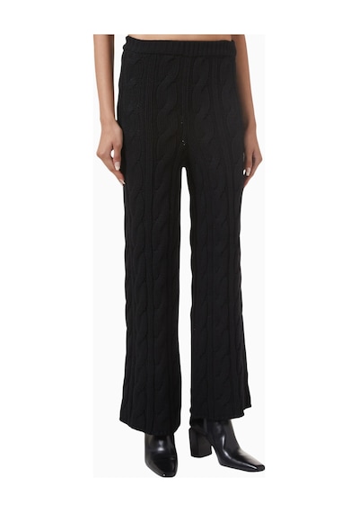 Rowen Rose Large Pants, Lüks Yün Triko Geniş Paçalı Modern Ve Zamansız Şık Pantolon Siyah