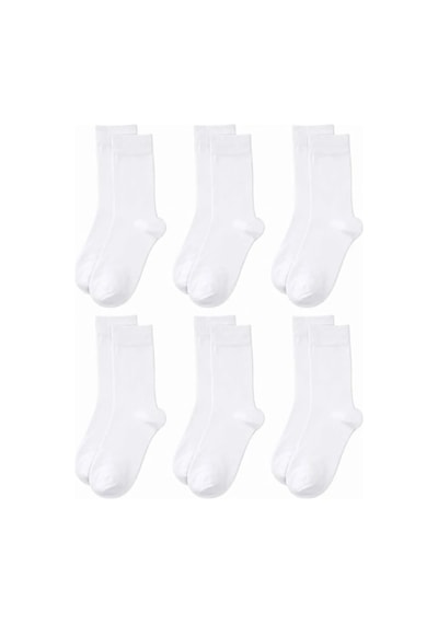 Genel Kadın Bambu Uzun Çorap 6 Lı Paket, Dikişsiz Burunlu Yumuşak Dokulu Siyah Beyaz Beyaz 6 Lı / 36-40