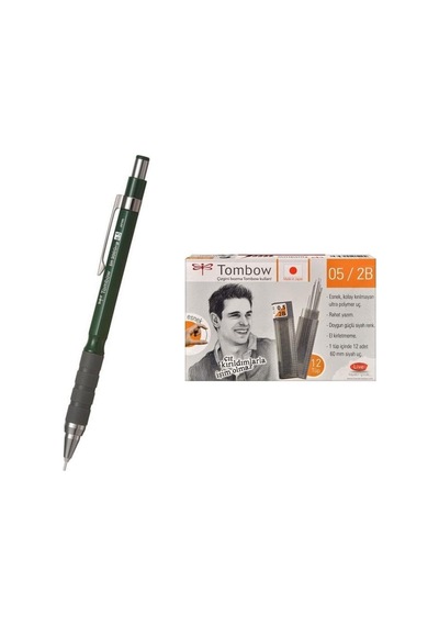 Tombow Uçlu Kalem Sh-300 Grip Koyu Yeşil 0.5 Mm + 12 Tüp Tombow 0