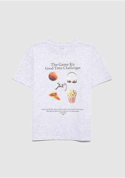 Mavi Fun Time Açık Gri Erkek Çocuk T-shirt M6610359-88467 Açık Gri