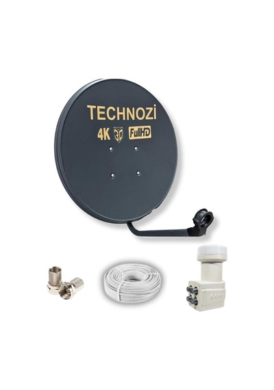80 Cm Çanak Anten Dörtlü Lnb 25 Metre Kablo 2 F Connektör
