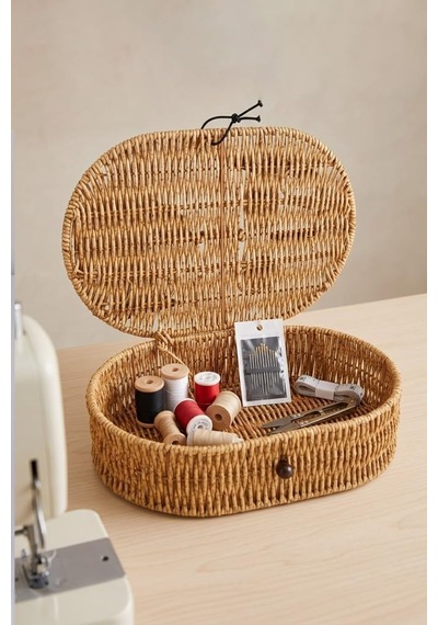 Rattan Hasır Kapaklı Çok Amaçlı Organizer Sepet M-1712 Diğer
