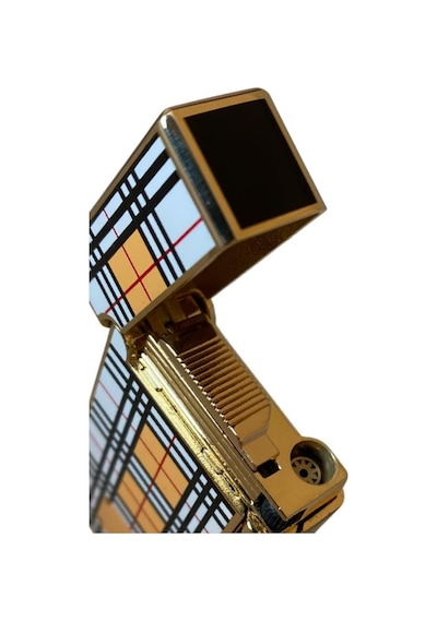 Gold Siyah Beyaz Desenli Tek Torch Pürmüz Puro Çakmağı - Tr6684