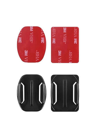 Gplus Bs04ky 4 Parça Oval Eğimli Yüzey Ve Flat Düz Zemin Aksiyon Kamera Uyumlu 3m Yapışkan Motor Kask Bağlantı Seti Siyah
