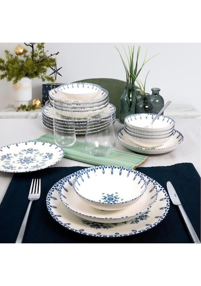 Güral Porselen Camelia 24 Parça 6 Kişilik Bone Yemek Takımı Dg 1654 Beyaz