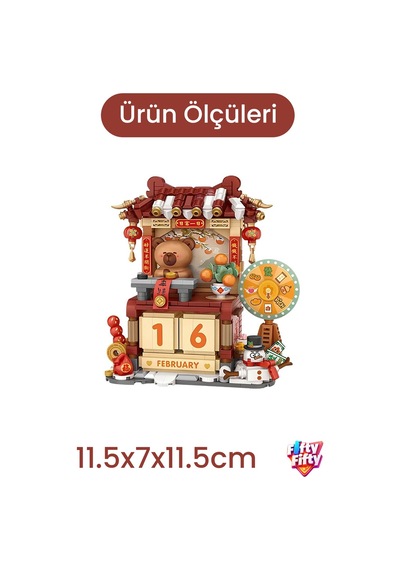 Loz Creative Serisi Kapibaralı Yeni Yıl Takvimi Figürü 631 Parça Blok Oyuncak Dekoratif Yapım Seti -4813
