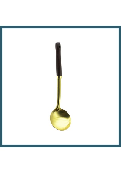 Bezos Metal Servis Kepçe Ahşap Saplı 35cm Altın Ob