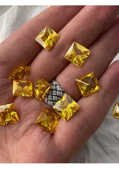 Prenses Kesim Sarı Zirkon Taş 11X11Mm 38 Adet