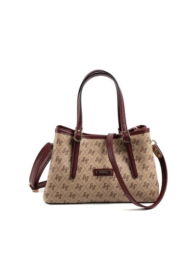 Silver Polo Sp1252 Kadın El Çantası Monogram Koyu Bej-bordo