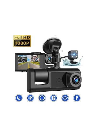 Tr S-1 1080p Araç İçi Kamera 3 Kameralı Ön Görüş - Geri Görüş - İç Görüş Gece Görüşlü