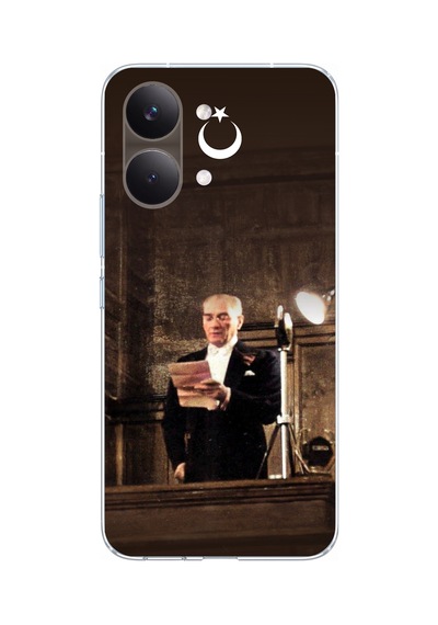 Poco X8 Pro Max Uyumlu Atatürk İlk Meclis Konuşması Baskılı Silikon Kılıf Renkli