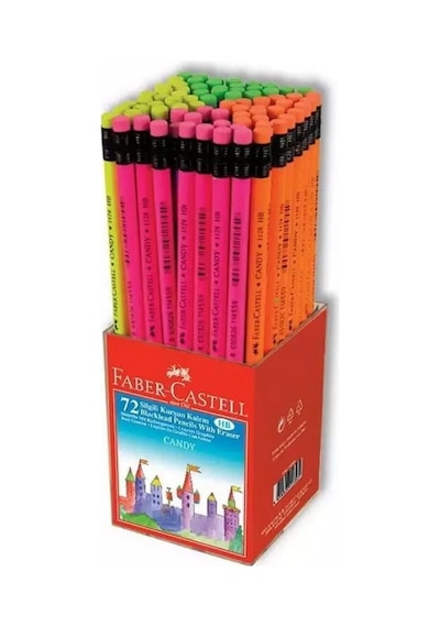 Kurşun Kalem Silgili 4 Adet Candy Hb Siyah Kurşun Kalem Silgili Kalem Neon Desenli Hb Kalem