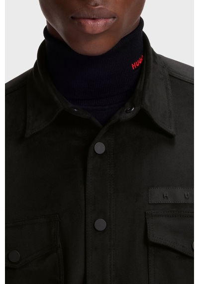 Hugo Logolu Oversize Klasik Yaka Gömlek Erkek Gömlek 50566311 001 Siyah SİYAH