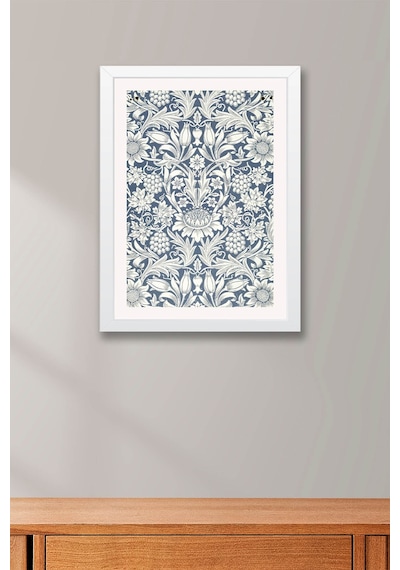 William Morris Mavi Beyaz Botanik Desenli Çerçeveli Tablo Şık Vintage Duvar Sanatı Viktorya Serisi Beyaz William Morris Mavi Beyaz Botanik Desenli Çerçeveli Tablo Şık Vintage Duvar Sanatı Viktorya Serisi Beyaz