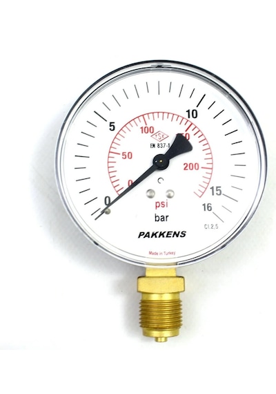 Pakkens 0-16 Bar Manometre 50mm 1/4" Alttan Çıkışlı