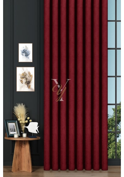 Petek Fon Perde V-1042 Kırmızı Kırmızı