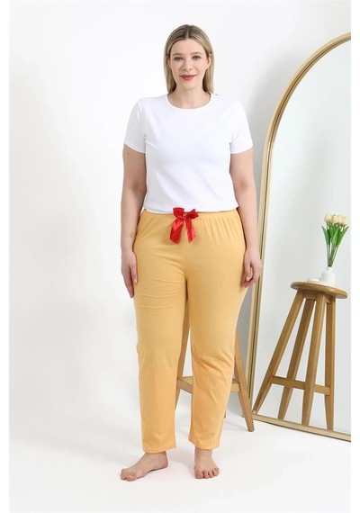 Mtm My The Mall Kadın Pamuklu Büyük Beden Alt Pijama Sarı Sarı